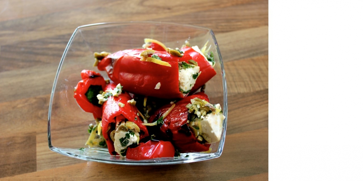 Eingelegte Paprika mit Ziegenkäse