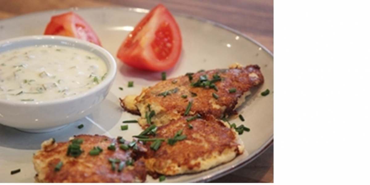Fischküchle mit Bibeleskäs