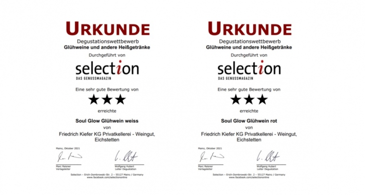 Selection 2021 | Soul Glow Glühwein in rot und weiß vom ökologischen Weingut Kiefer vom Kaiserstuhl in Herrenbuck