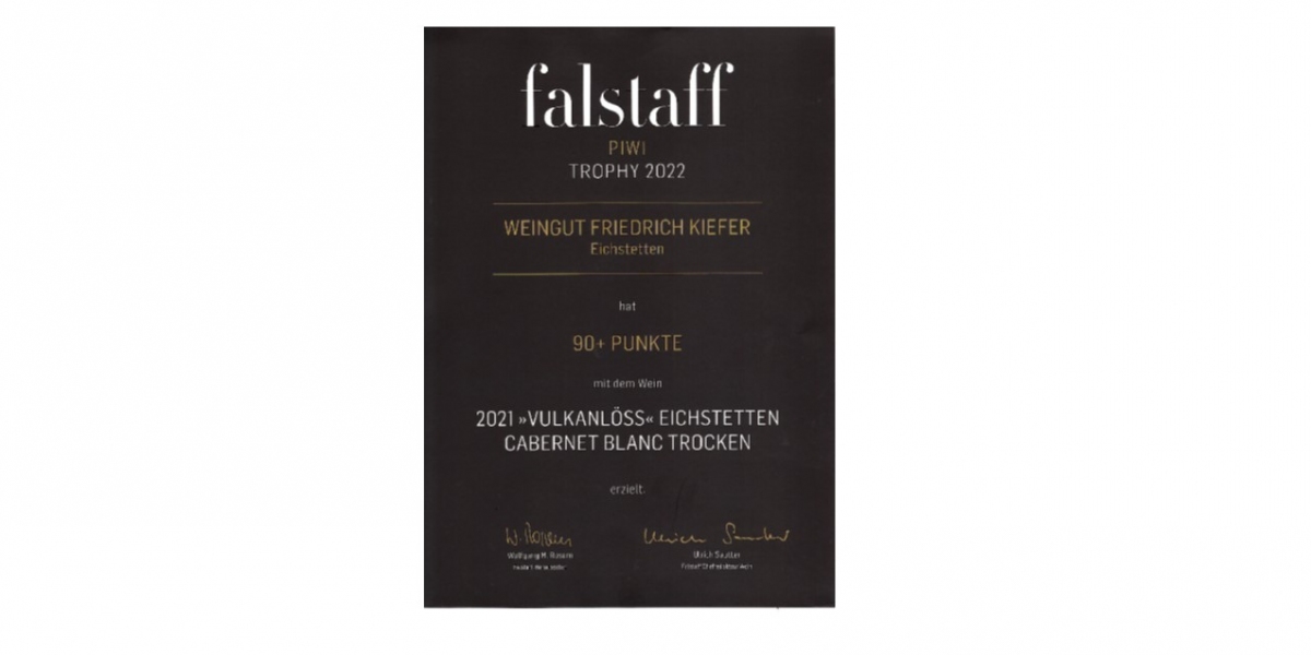 Falstaff Piwi Trophy 2022 Cabernet BlancWeingut Kiefer Eichstetten